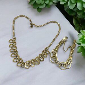 Vintage SARAH COVENTRY Celestial Fire Rhinestone Necklace Bracelet Set